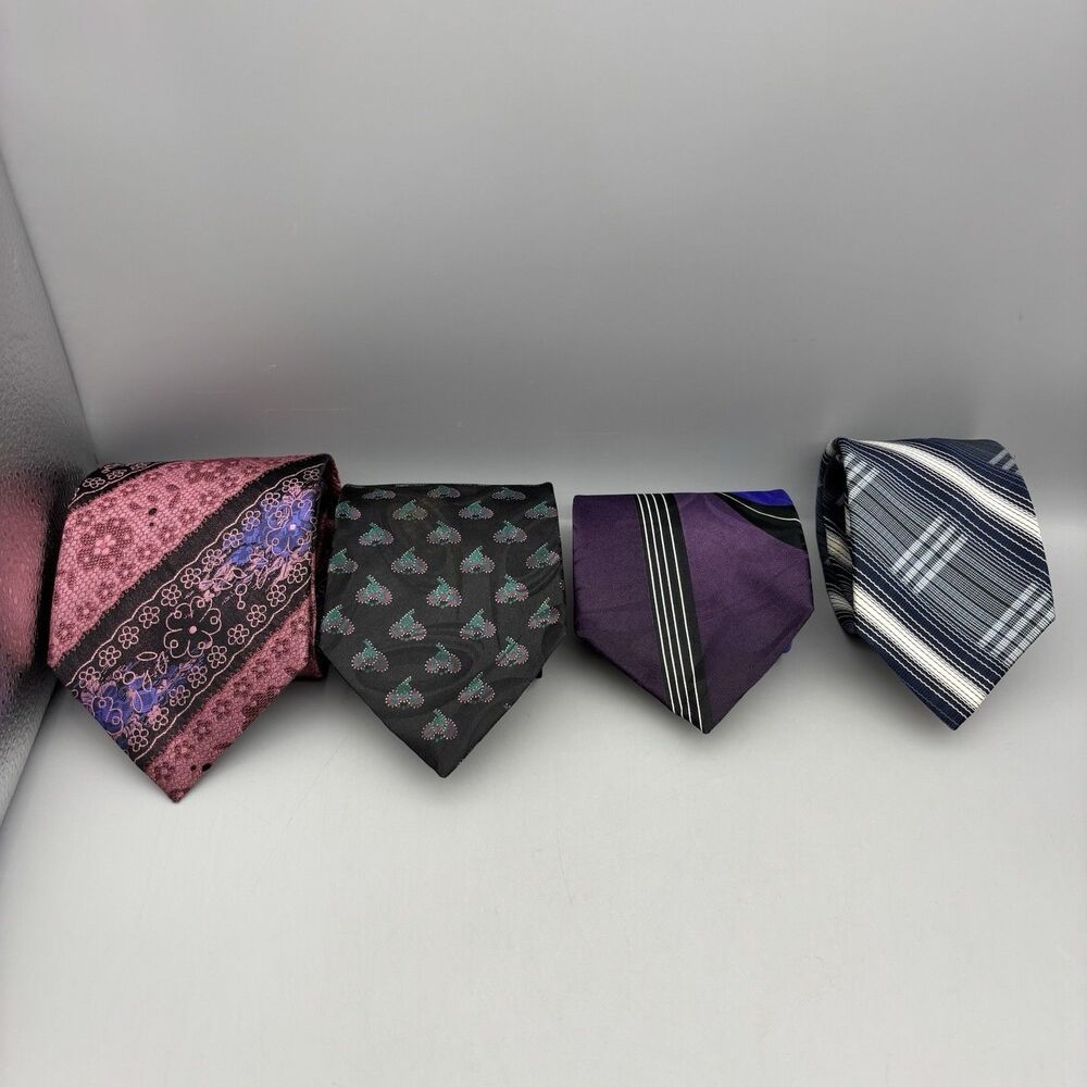Lot Of 4 Mens Neck Tie - Christian Dior, Bruno Conte, Di Capri, Lilly Dache